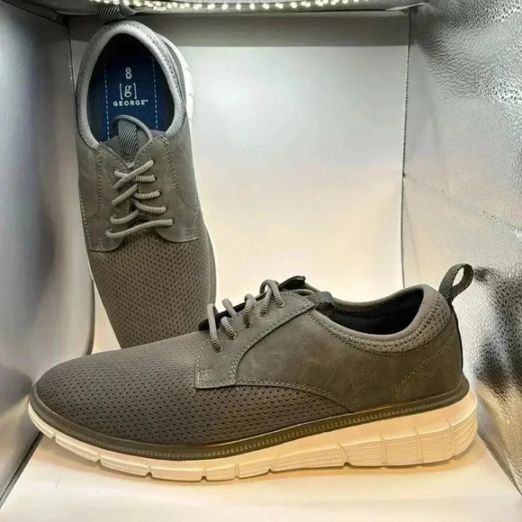G GEORGE SZ 8 GREY FABRIC &NUBUK CASUAL LIGHTWEIGHT MENS SHOES STYLISH  NWOT - Picture 3 of 7